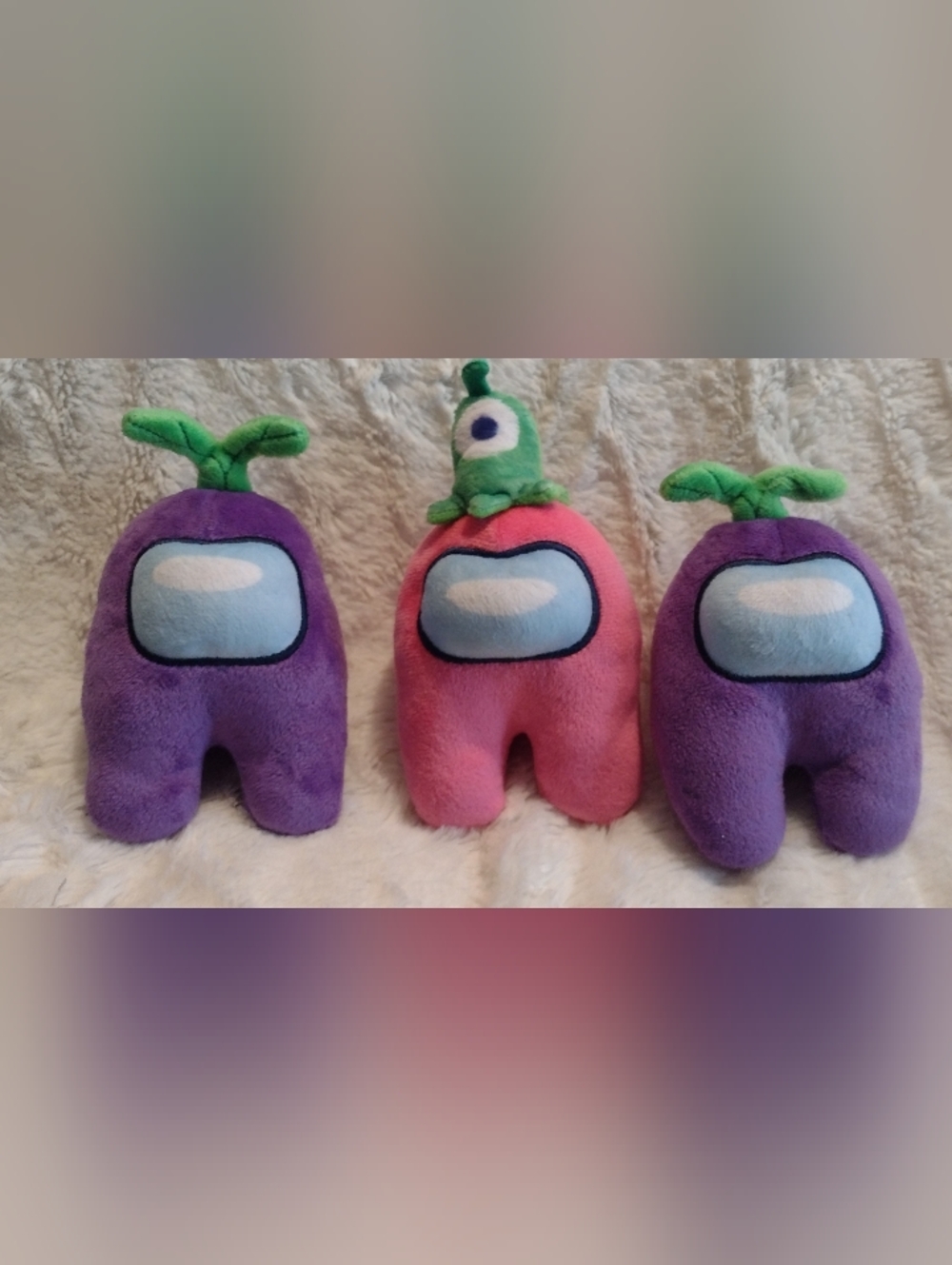 Among Us Plush Lot of 3 Purple Pink Sprout Leaves Alien Toikido Authentic